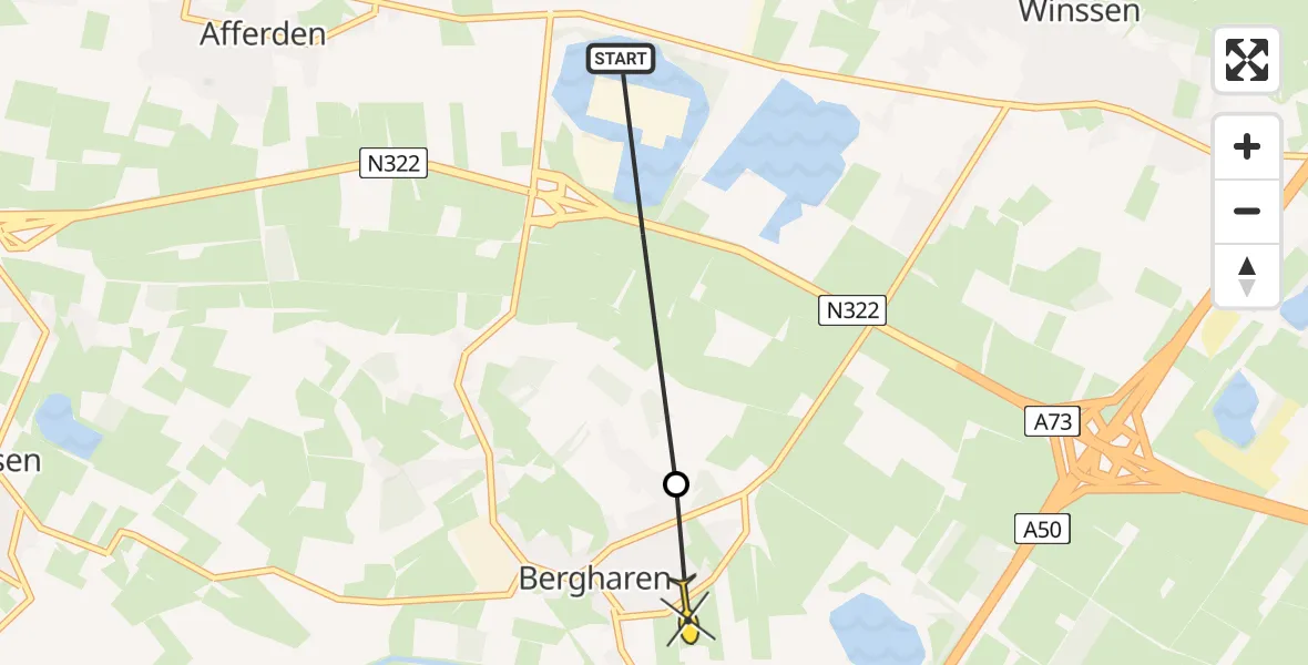 Routekaart van de vlucht: Lifeliner 3 naar Bergharen