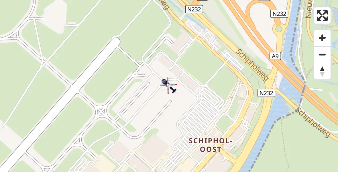 Routekaart van de vlucht: Politiehelikopter naar Schiphol