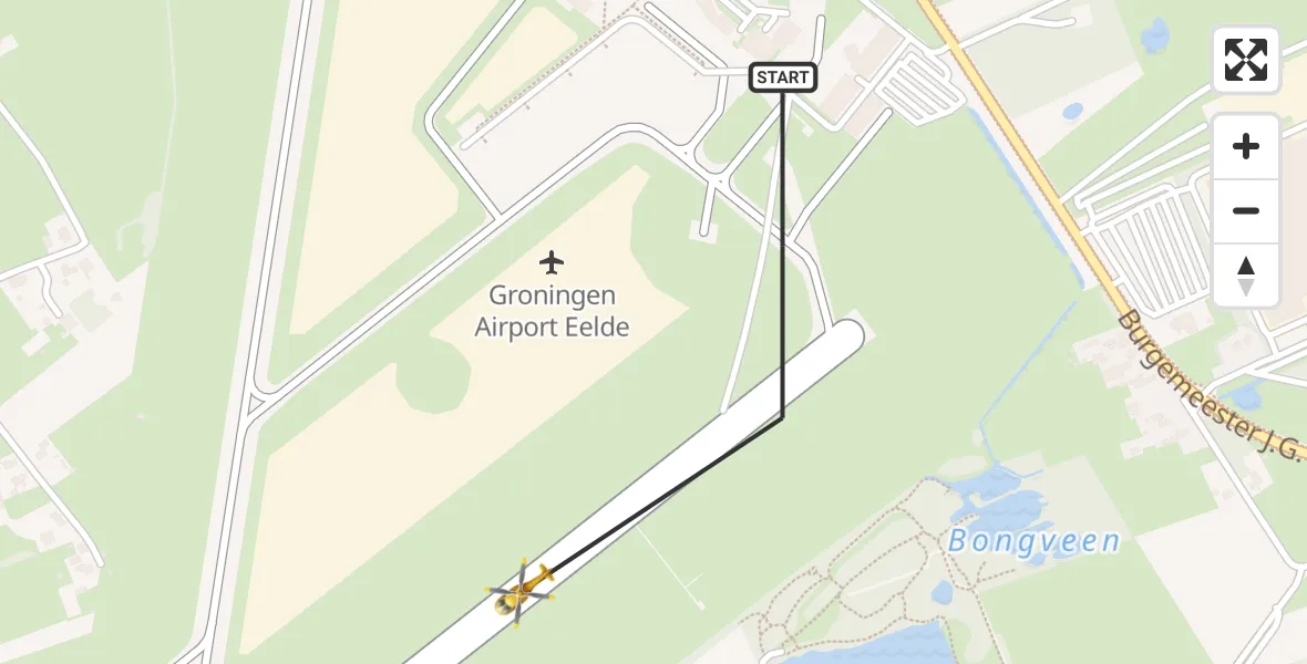 Vluchtroute Traumahelikopter Groningen Airport Eelde - Groningen Airport Eelde, 18 mei 2022, 11:11