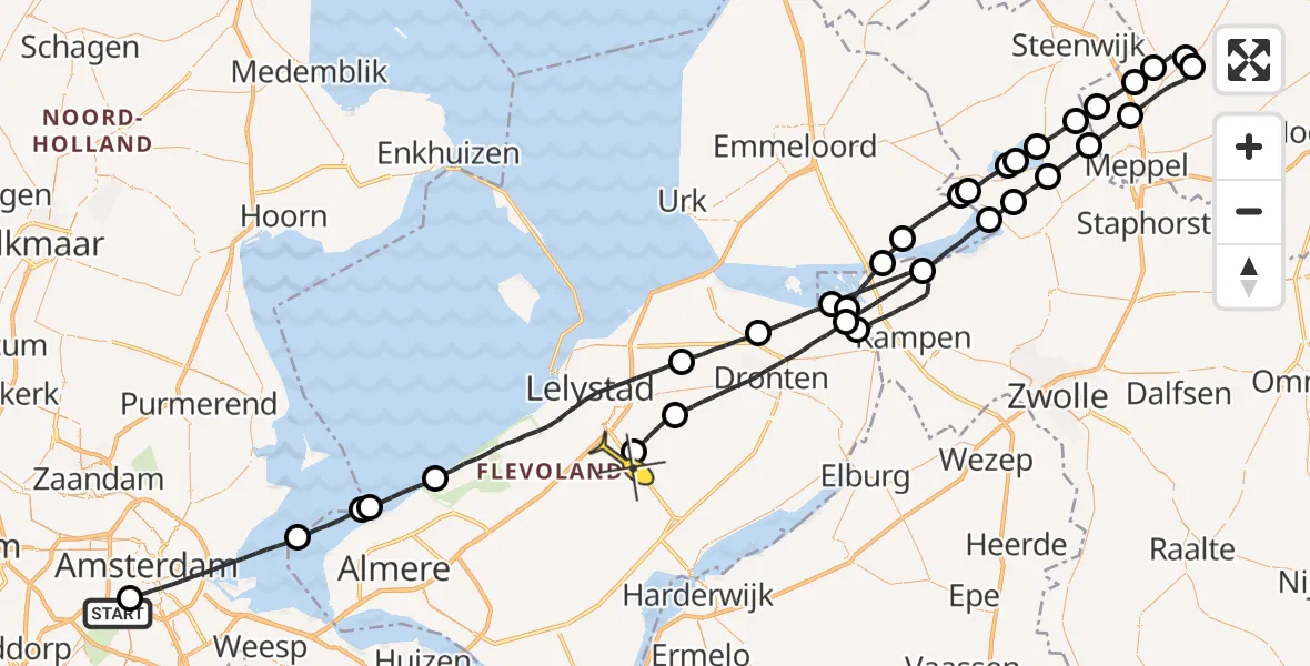 Routekaart van de vlucht: Lifeliner 1 naar Lelystad Airport