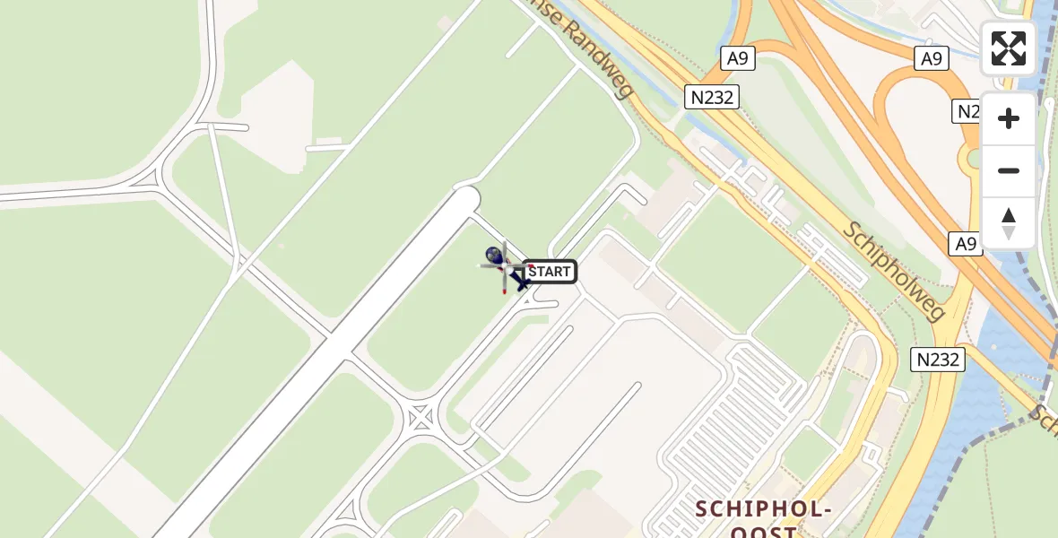 Vluchtroute Politiehelikopter van Schiphol naar Schiphol
