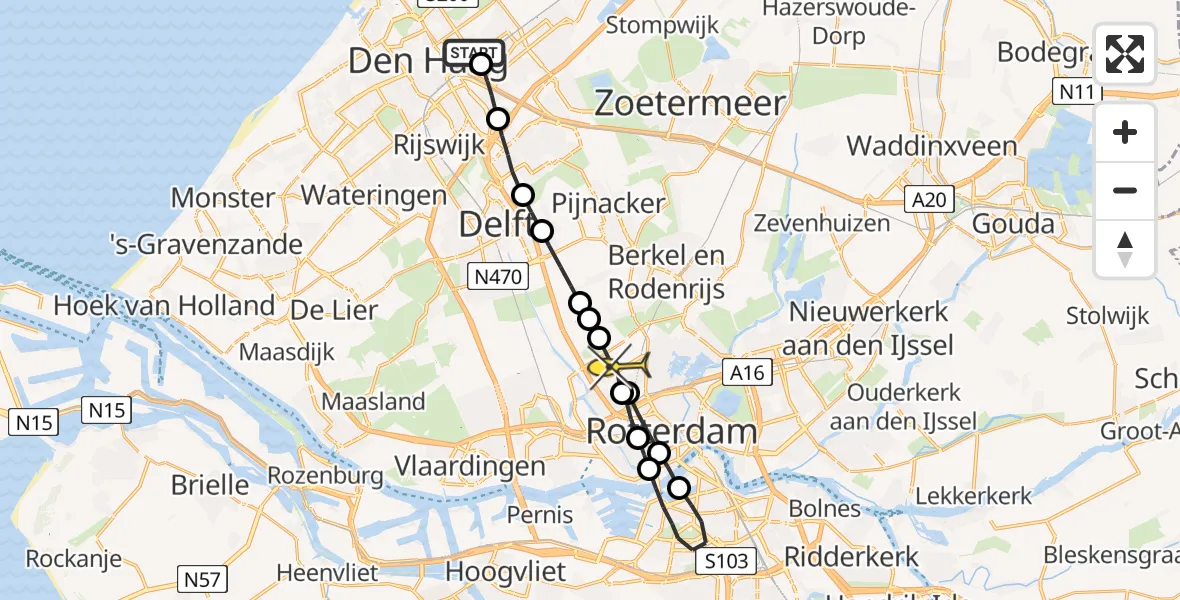 Routekaart van de vlucht: Lifeliner 2 naar Rotterdam The Hague Airport