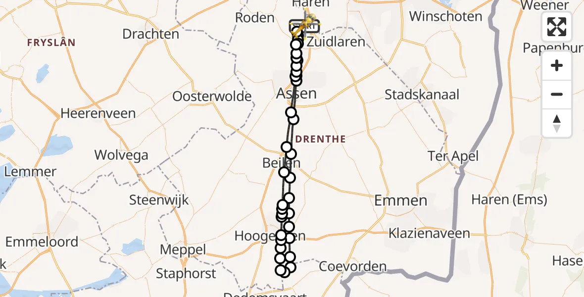 Vluchtroute Traumahelikopter Groningen Airport Eelde - Groningen Airport Eelde, 18 mei 2022, 18:22