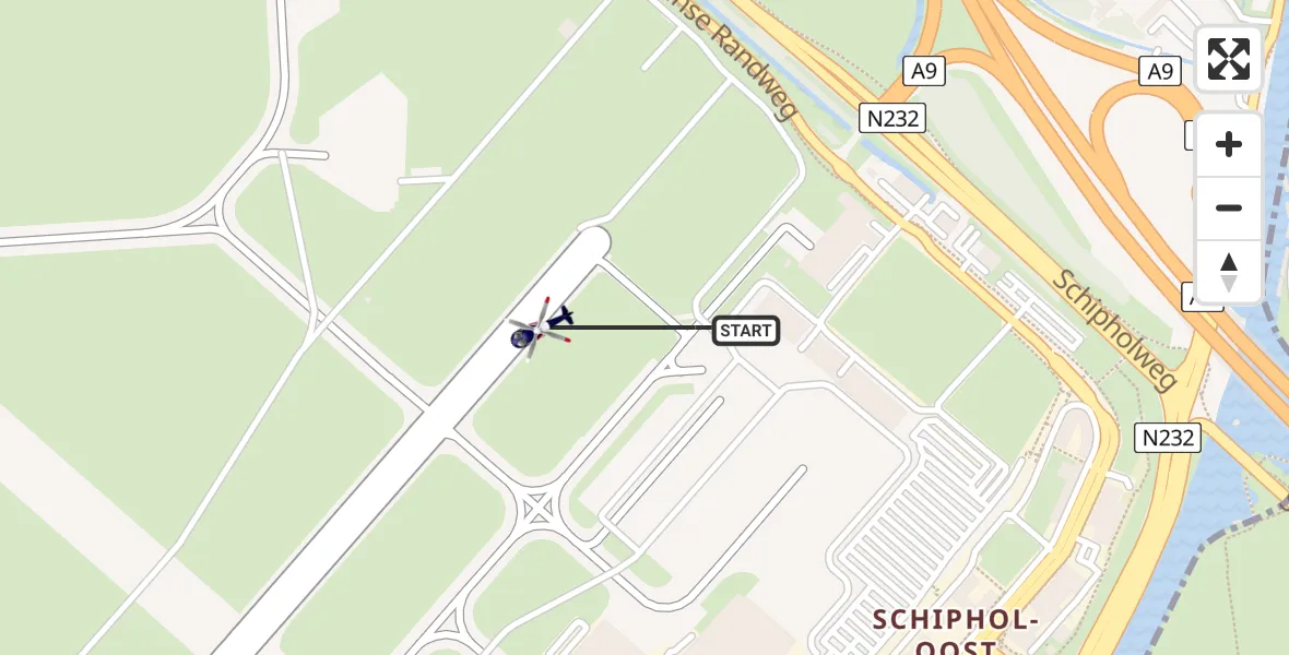 Vluchtroute Politiehelikopter van Schiphol naar Schiphol