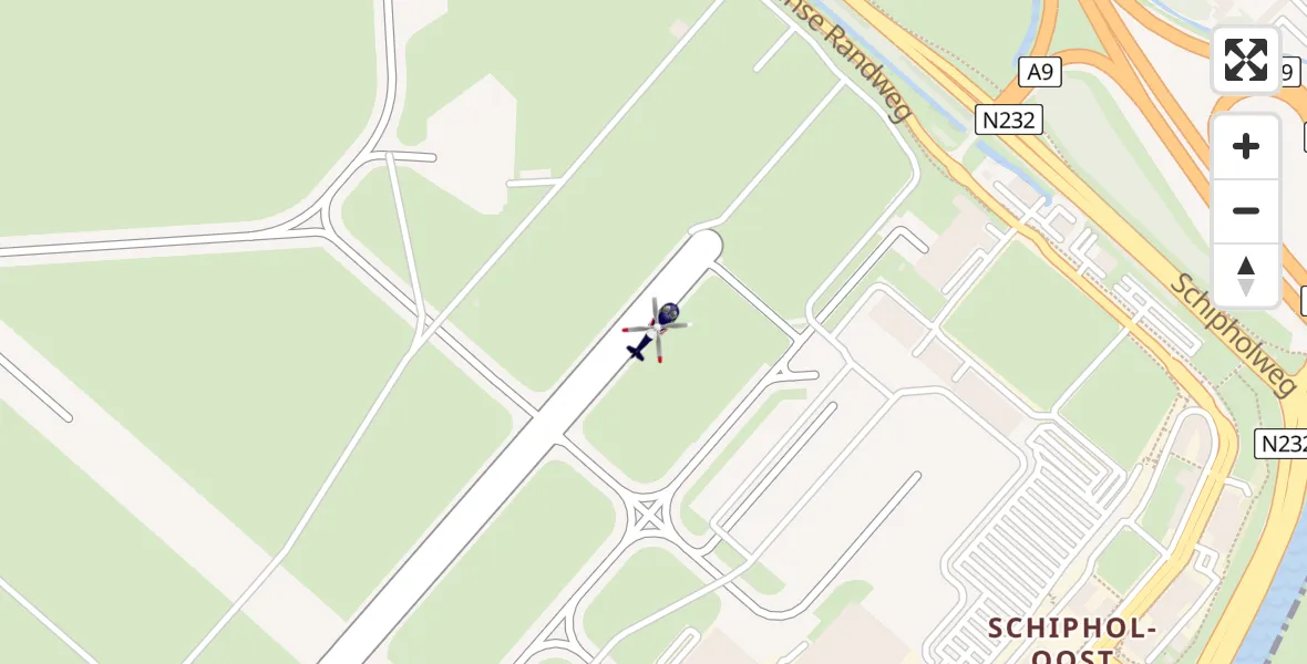 Vluchtroute Politiehelikopter van Schiphol naar Schiphol