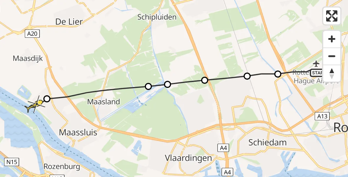 Routekaart van de vlucht: Lifeliner 2 naar Maassluis