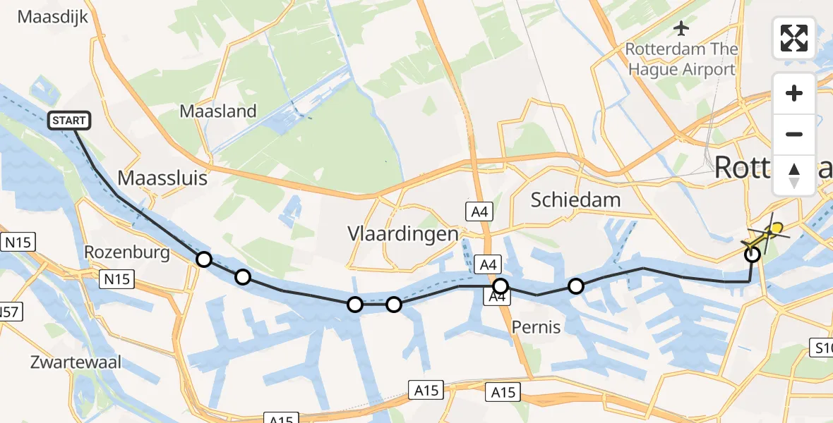 Routekaart van de vlucht: Lifeliner 2 naar Erasmus MC