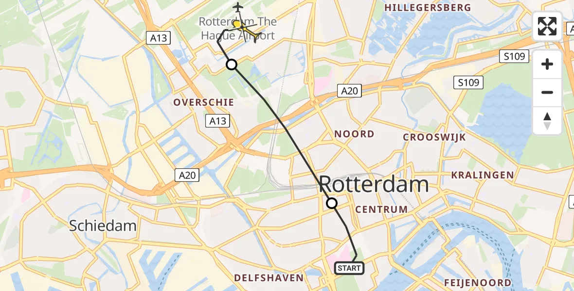 Routekaart van de vlucht: Lifeliner 2 naar Rotterdam The Hague Airport