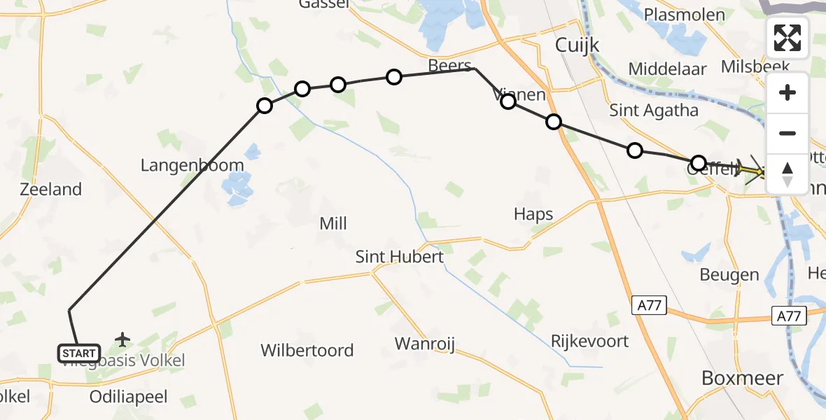 Routekaart van de vlucht: Lifeliner 3 naar Oeffelt