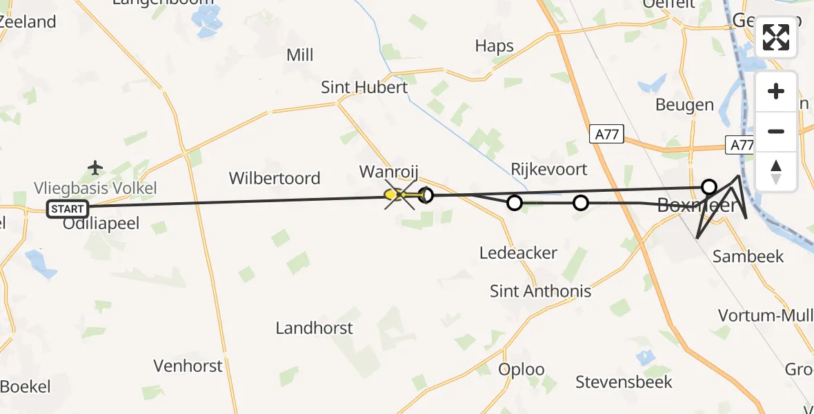 Routekaart van de vlucht: Lifeliner 3 naar Wanroij