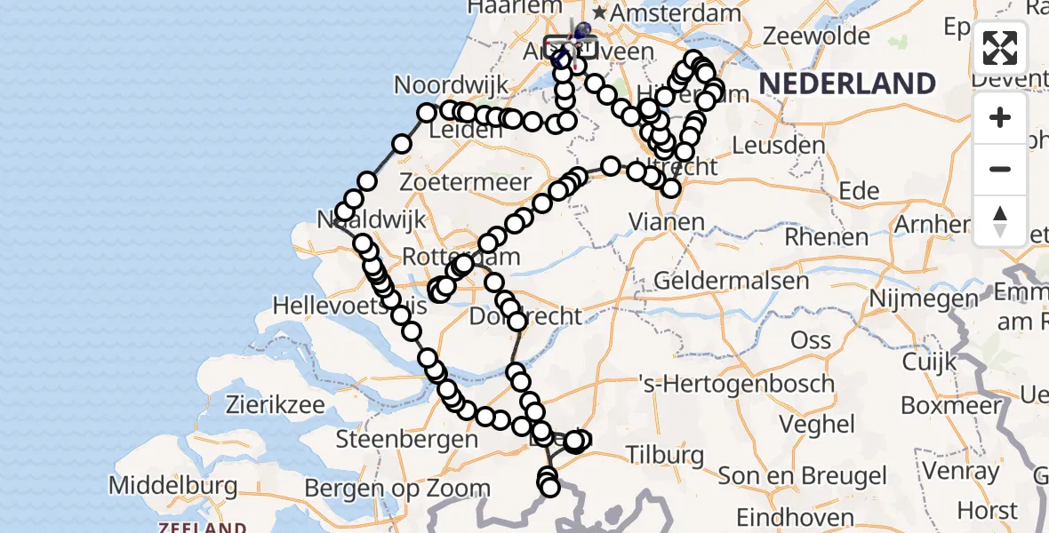 Vluchtroute Politiehelikopter van Schiphol naar Schiphol