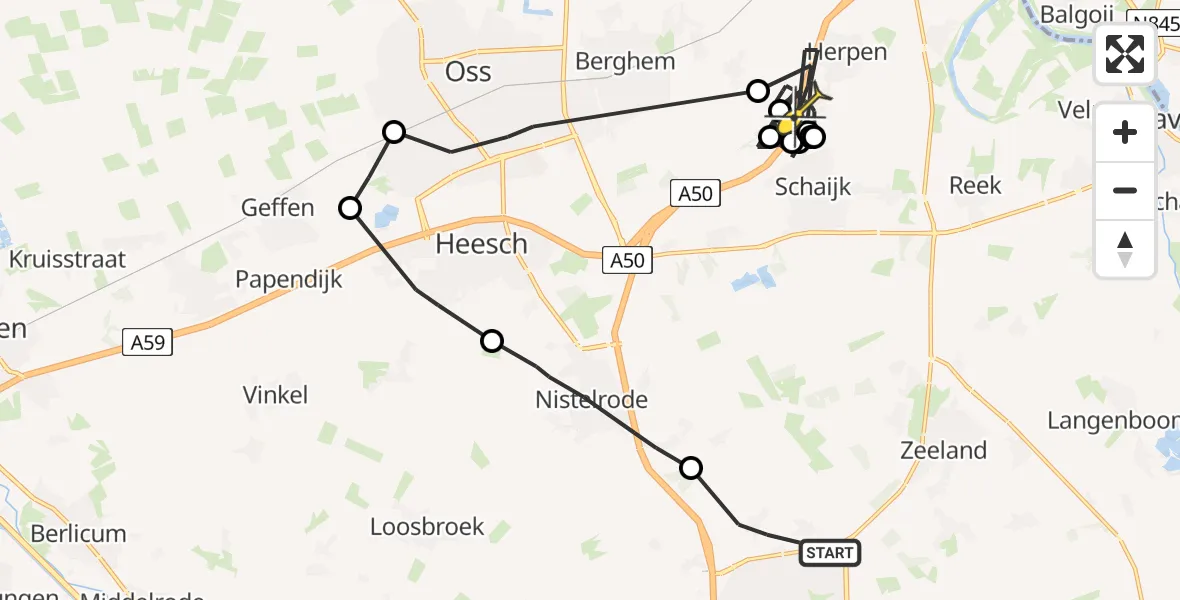 Routekaart van de vlucht: Politieheli naar Herpen