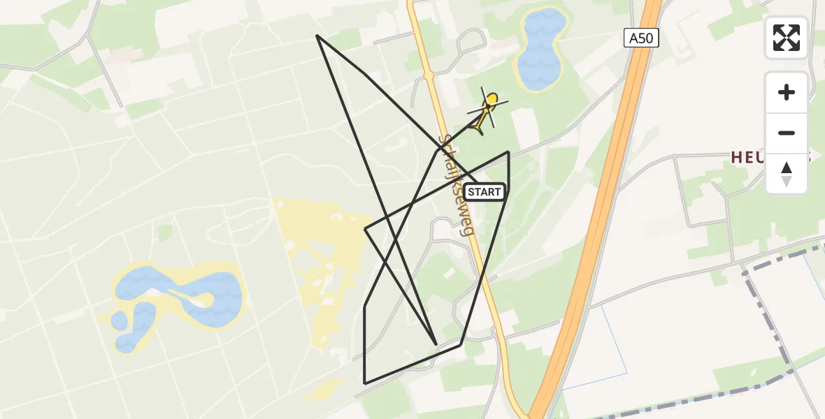 Routekaart van de vlucht: Politiehelikopter naar Herpen