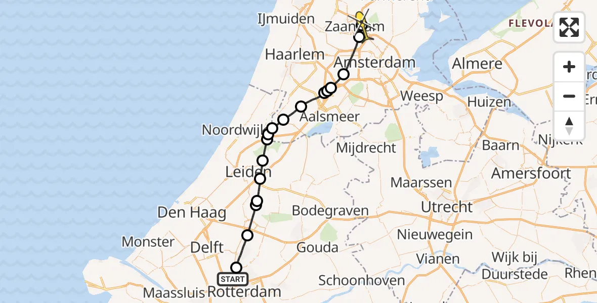 Routekaart van de vlucht: Lifeliner 2 naar Oostzaan