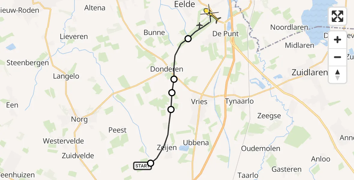 Routekaart van de vlucht: Lifeliner 4 naar Groningen Airport Eelde