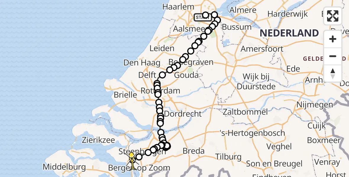Routekaart van de vlucht: Lifeliner 2 naar Tholen