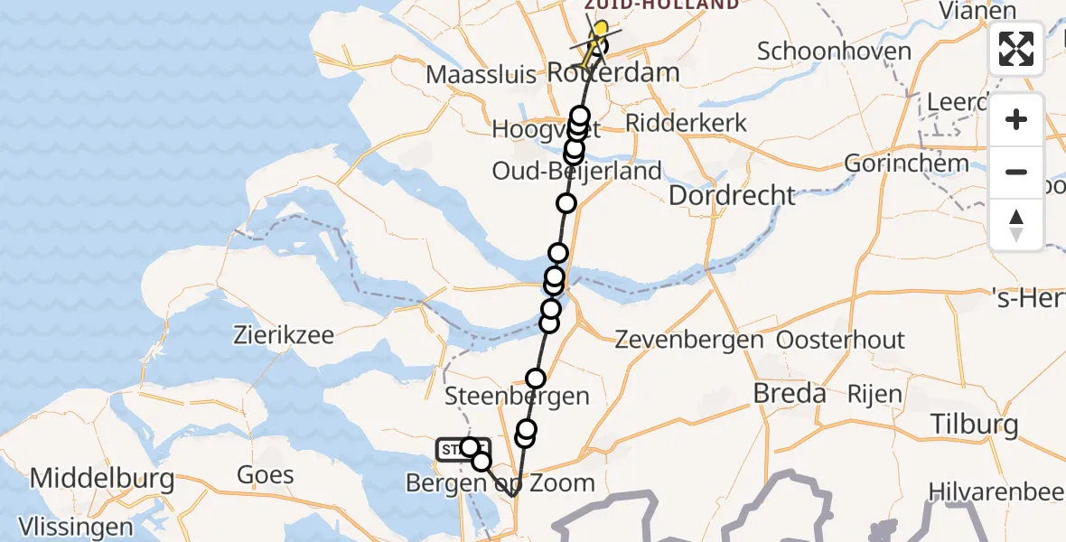 Routekaart van de vlucht: Lifeliner 2 naar Rotterdam The Hague Airport