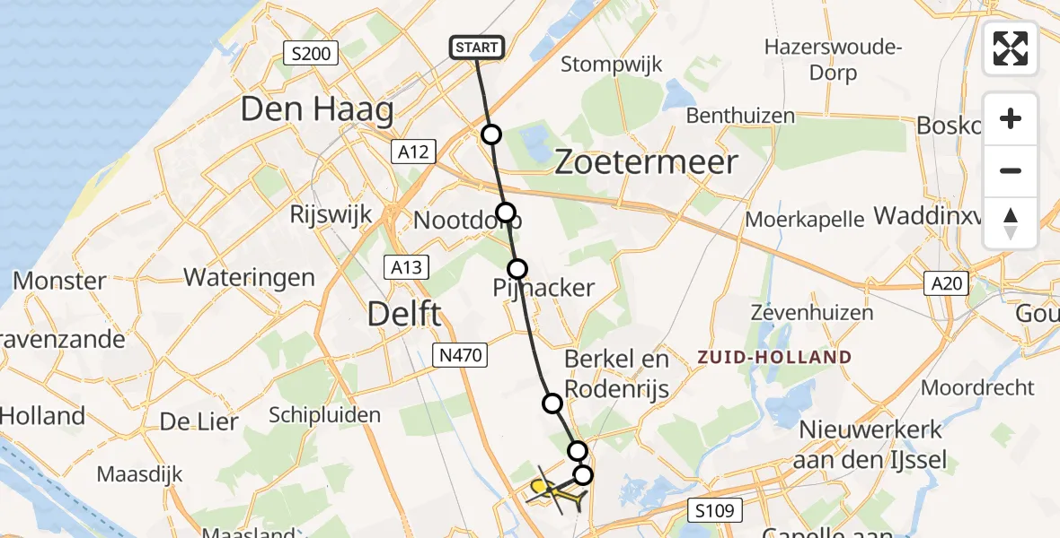 Routekaart van de vlucht: Lifeliner 2 naar Rotterdam The Hague Airport