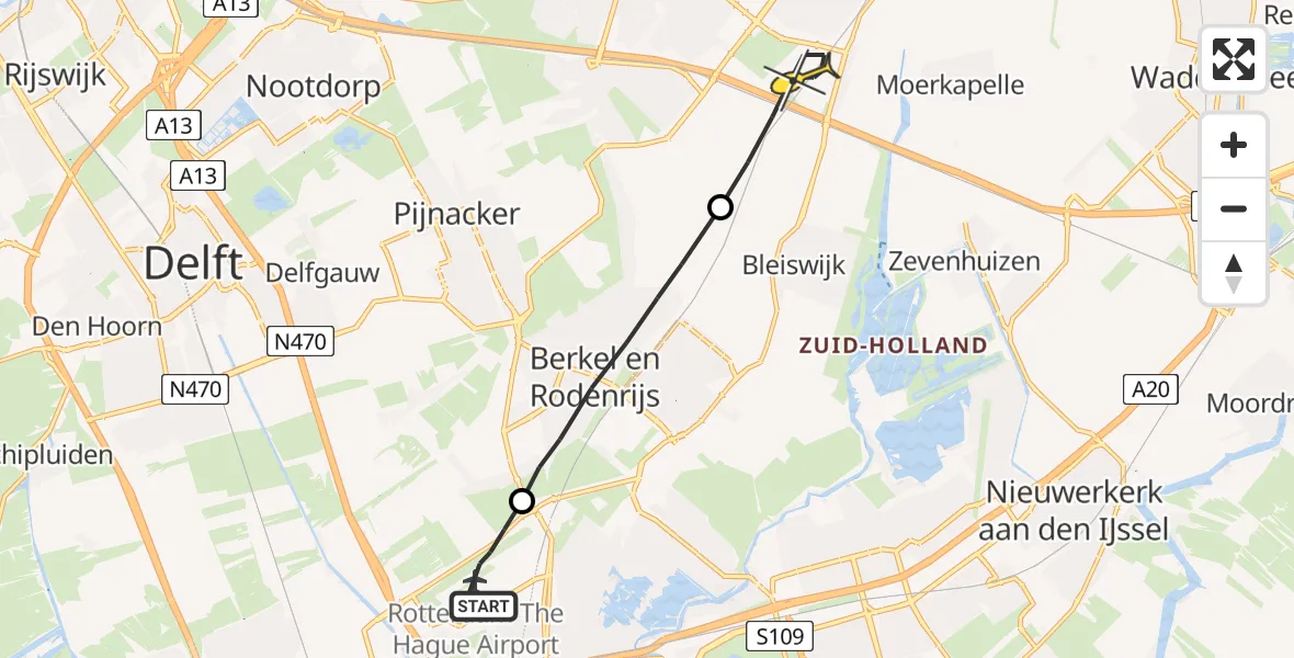 Routekaart van de vlucht: Lifeliner 2 naar Bleiswijk