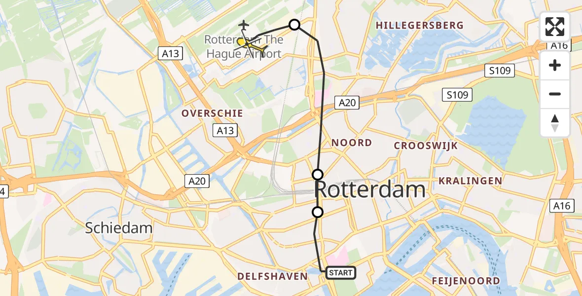 Routekaart van de vlucht: Lifeliner 2 naar Rotterdam The Hague Airport