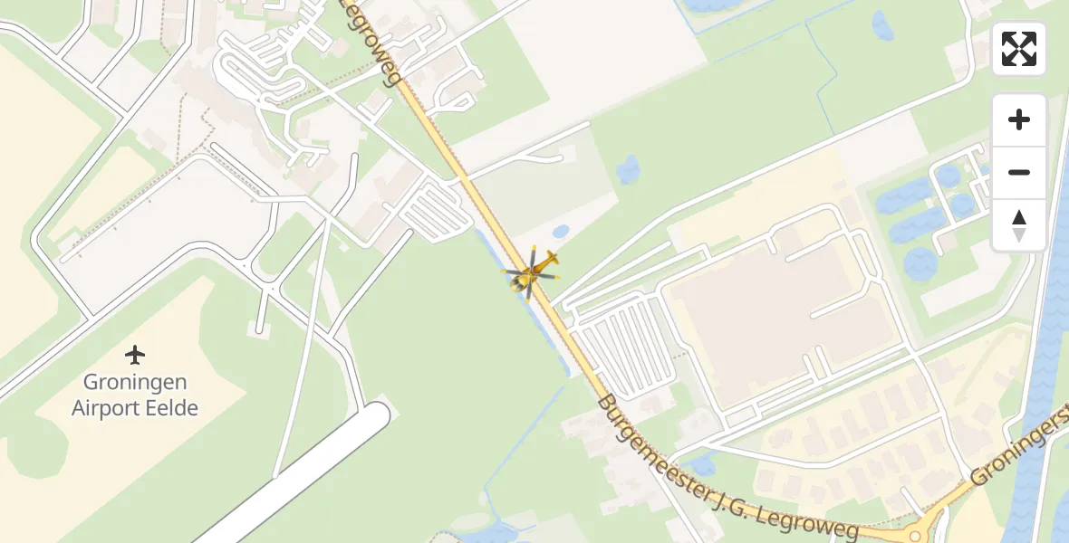 Vluchtroute Traumahelikopter Groningen Airport Eelde - Groningen Airport Eelde, 21 mei 2022, 07:10