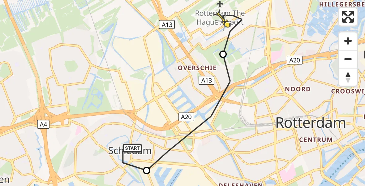 Routekaart van de vlucht: Lifeliner 2 naar Rotterdam The Hague Airport