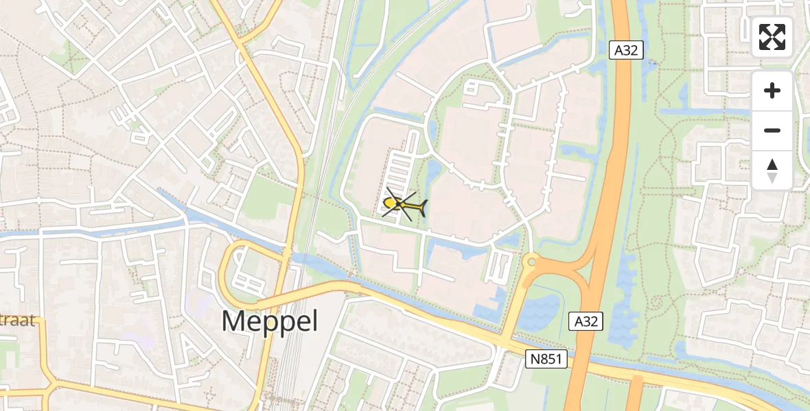 Routekaart van de vlucht: Lifeliner 1 naar Meppel