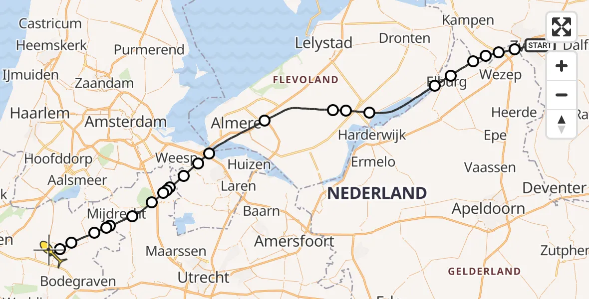 Routekaart van de vlucht: Lifeliner 1 naar Alphen aan den Rijn