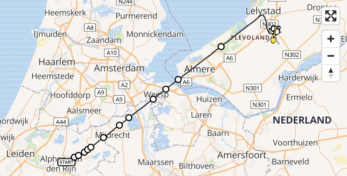 Routekaart van de vlucht: Lifeliner 1 naar Lelystad Airport