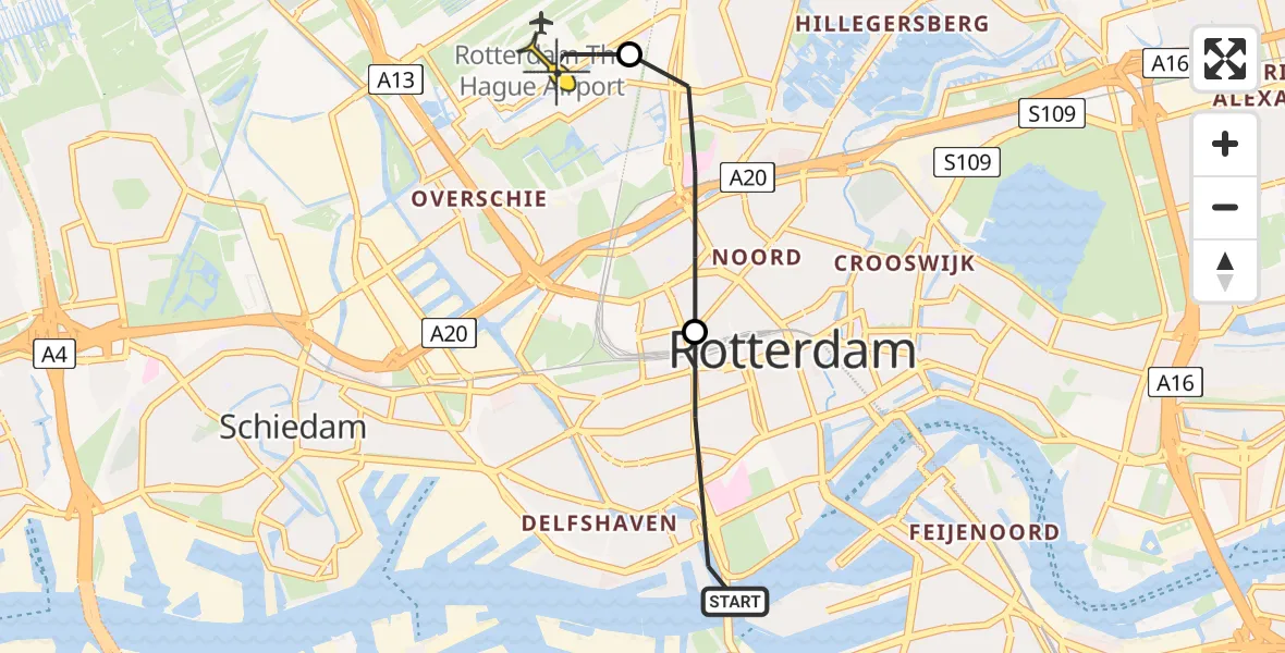 Routekaart van de vlucht: Lifeliner 2 naar Rotterdam The Hague Airport