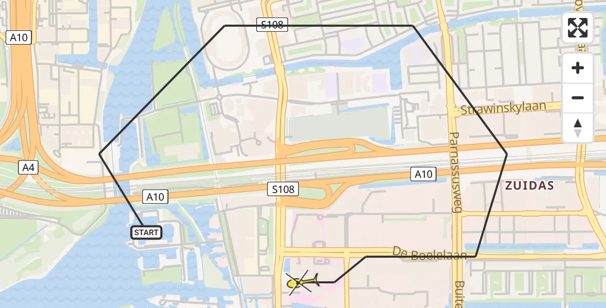Routekaart van de vlucht: Lifeliner 1 naar VU Medisch Centrum Amsterdam
