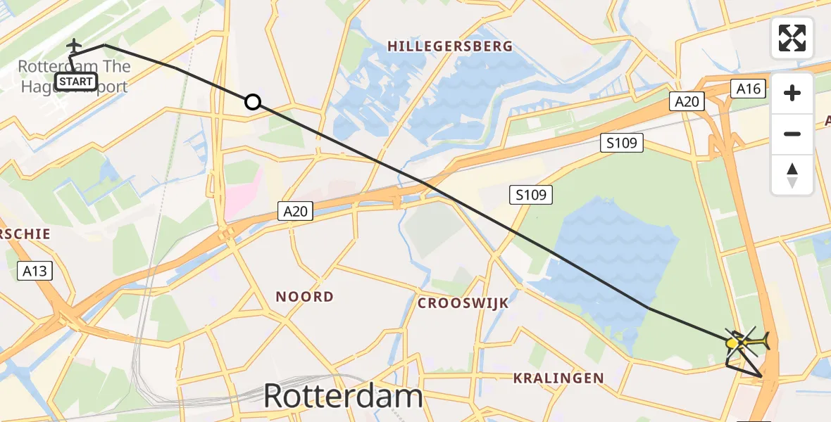 Routekaart van de vlucht: Lifeliner 2 naar Rotterdam