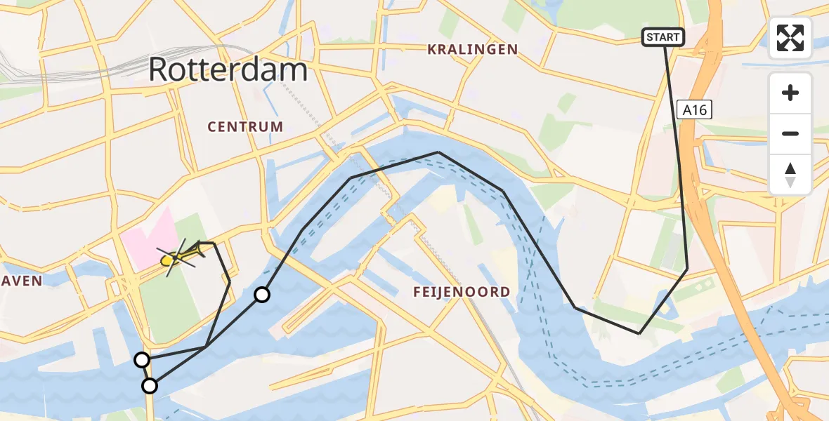 Routekaart van de vlucht: Lifeliner 2 naar Erasmus MC