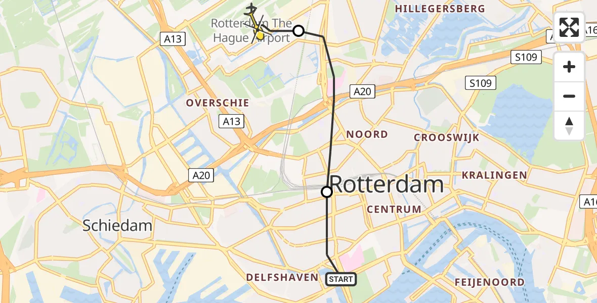 Routekaart van de vlucht: Lifeliner 2 naar Rotterdam The Hague Airport