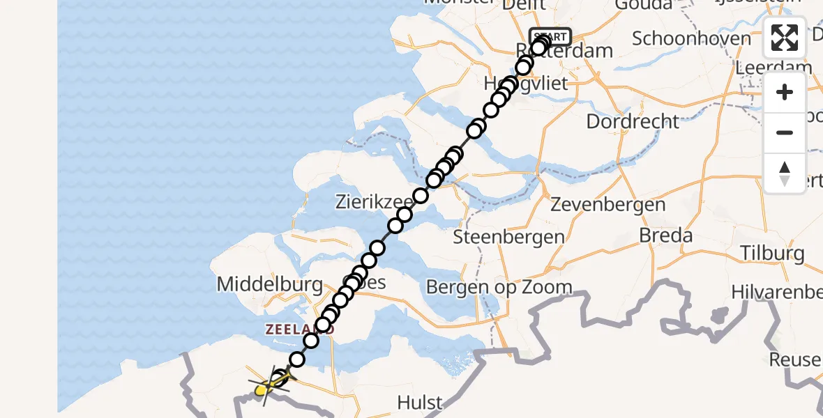 Routekaart van de vlucht: Lifeliner 2 naar IJzendijke