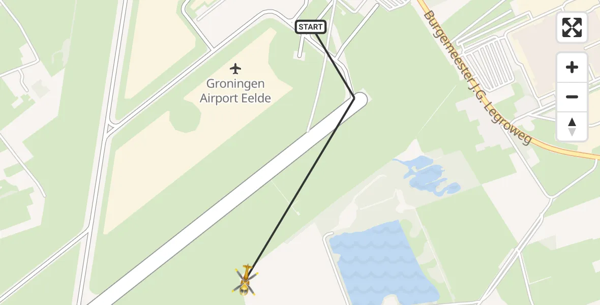 Vluchtroute Traumahelikopter Groningen Airport Eelde - Groningen Airport Eelde, 21 mei 2022, 18:57