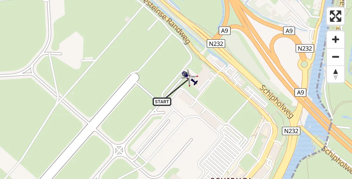 Vluchtroute Politiehelikopter van Schiphol naar Schiphol