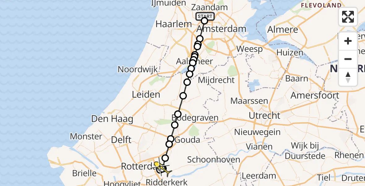 Routekaart van de vlucht: Lifeliner 1 naar Capelle aan den IJssel