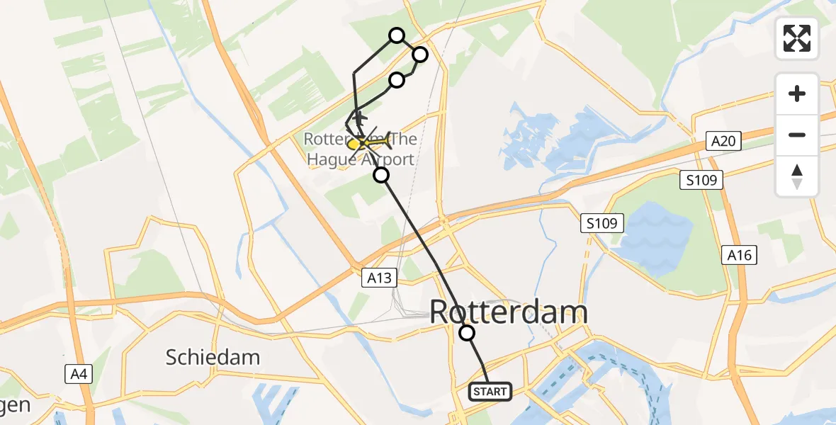 Routekaart van de vlucht: Lifeliner 2 naar Rotterdam The Hague Airport