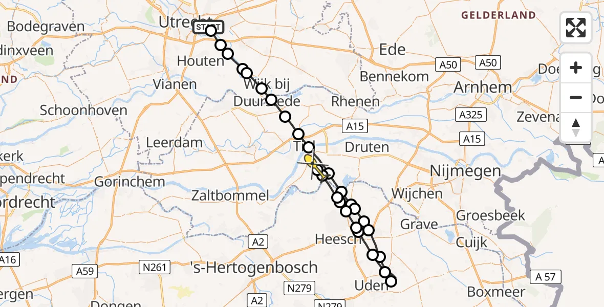 Routekaart van de vlucht: Lifeliner 3 naar Dreumel