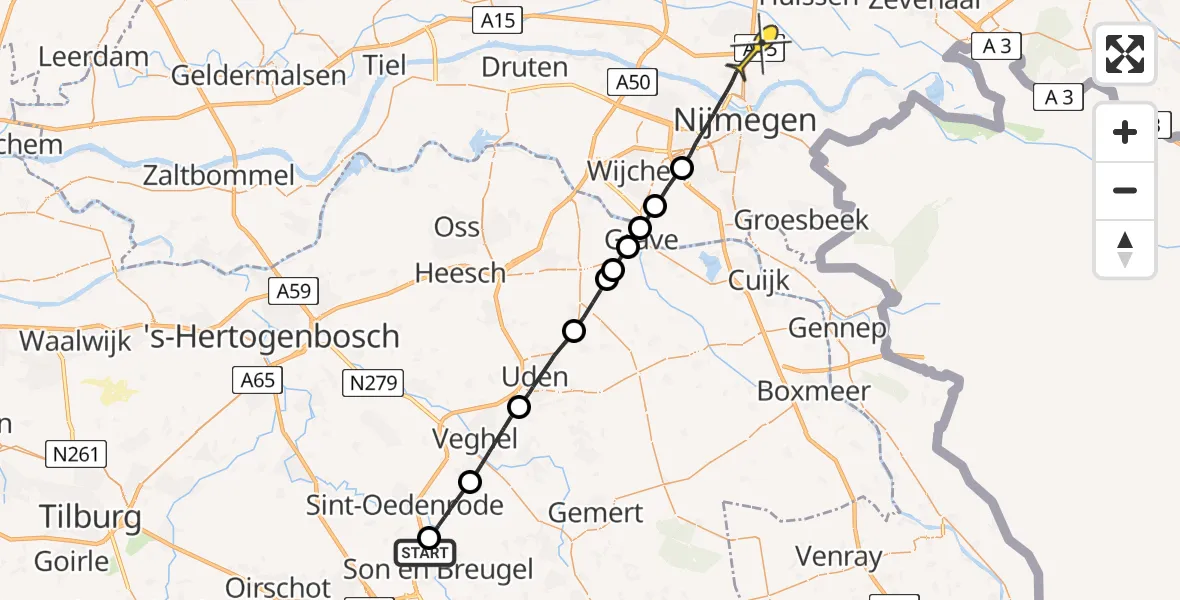 Routekaart van de vlucht: Lifeliner 3 naar Bemmel