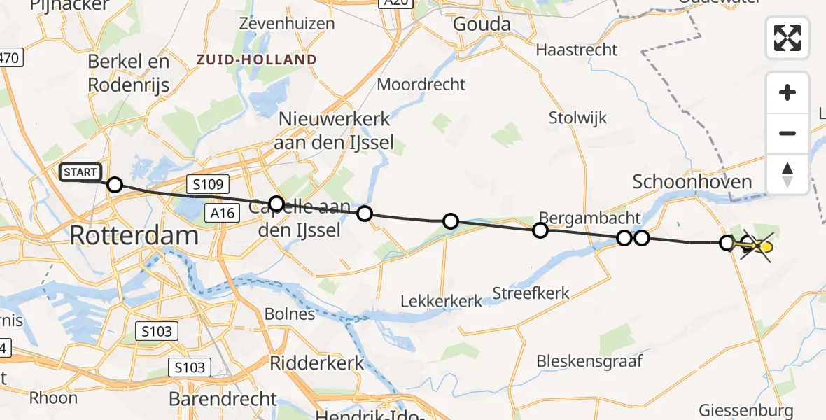 Routekaart van de vlucht: Lifeliner 2 naar Langerak