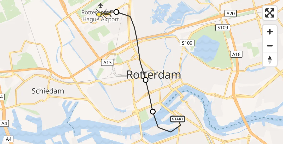 Routekaart van de vlucht: Lifeliner 2 naar Rotterdam The Hague Airport