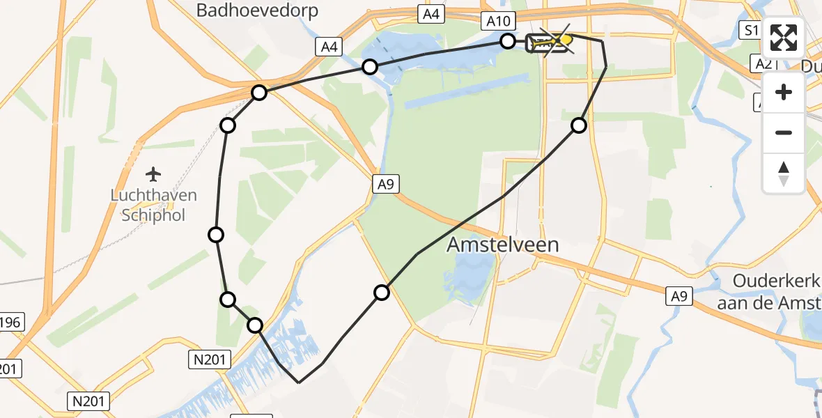 Routekaart van de vlucht: Lifeliner 1 naar VU Medisch Centrum Amsterdam