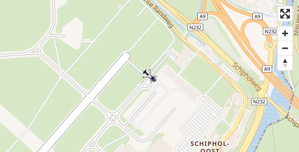 Vluchtroute Politiehelikopter van Schiphol naar Schiphol