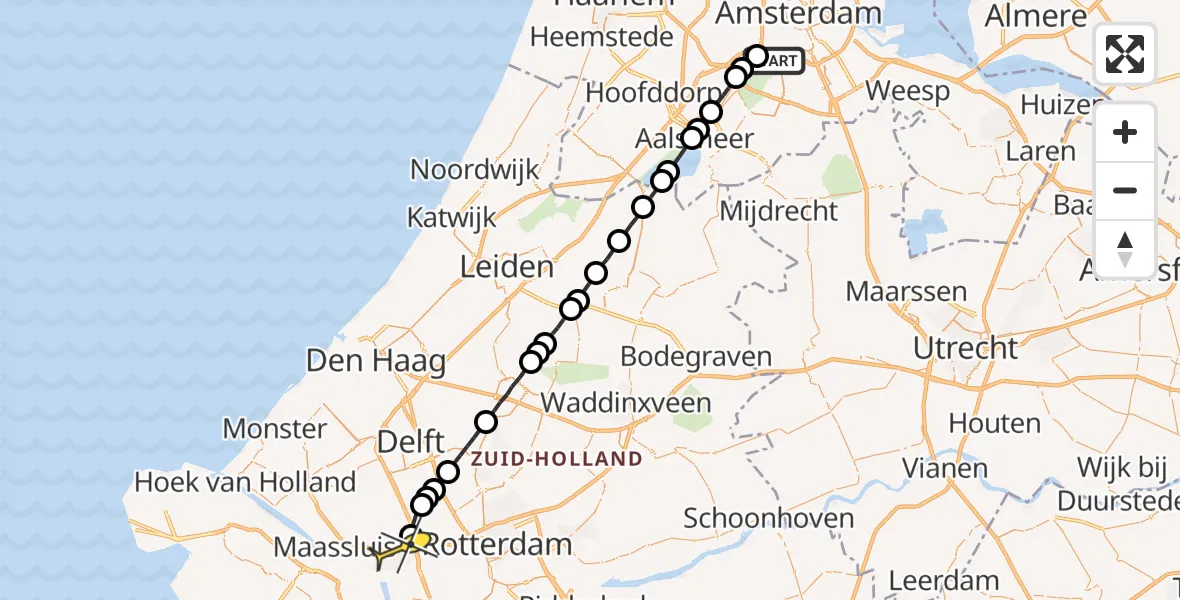 Routekaart van de vlucht: Lifeliner 1 naar Vlaardingen