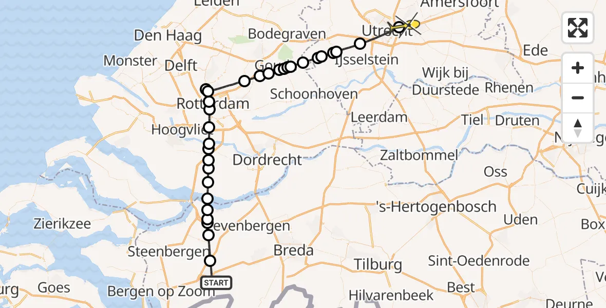 Routekaart van de vlucht: Lifeliner 2 naar De Bilt