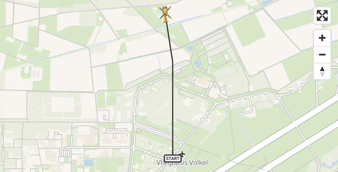 Vluchtroute Traumahelikopter Vliegbasis Volkel - Vliegbasis Volkel, 22 mei 2022, 11:55