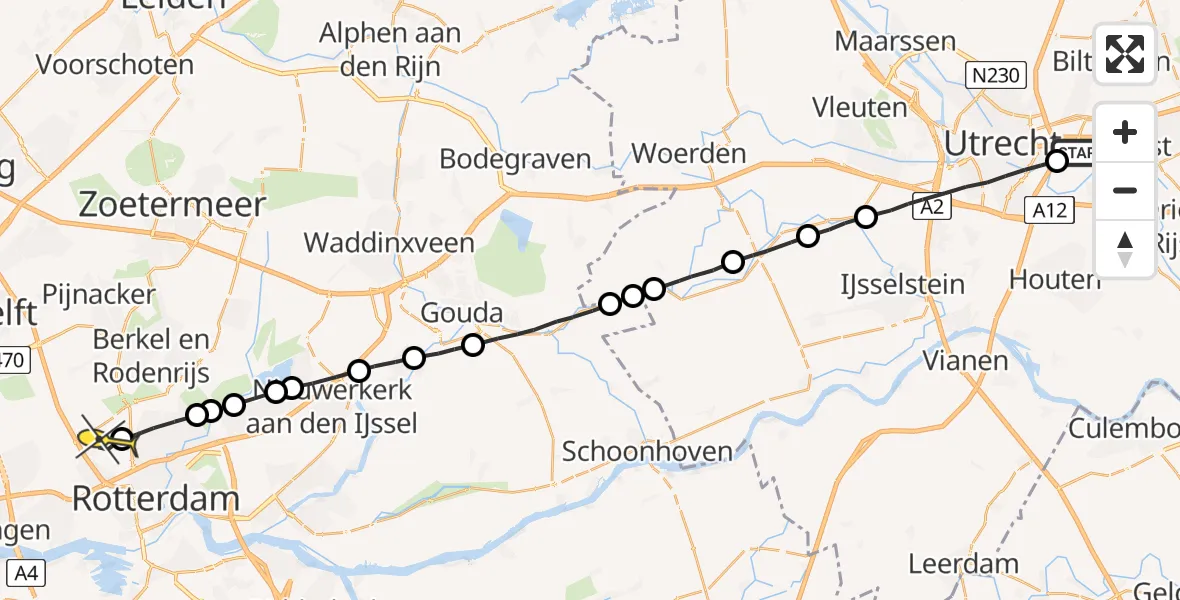 Routekaart van de vlucht: Lifeliner 2 naar Rotterdam The Hague Airport