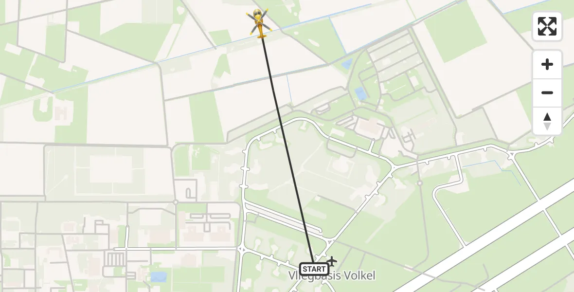 Vluchtroute Traumahelikopter Vliegbasis Volkel - Vliegbasis Volkel, 22 mei 2022, 13:08
